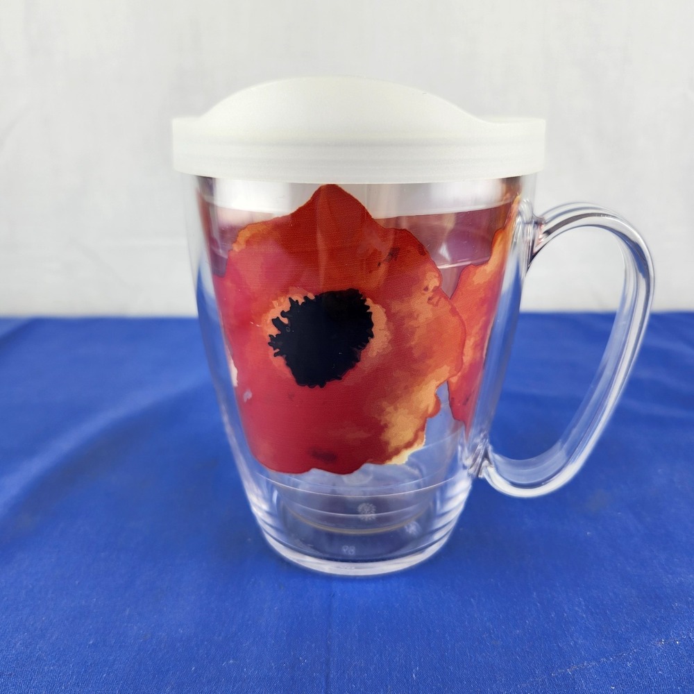 Tervis‎ Watercolor Poppy Handled Double Wall Insulated Travel Coffee Mug